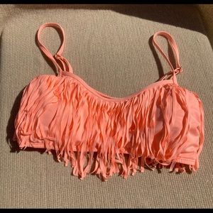 Pink fringe bikini top.